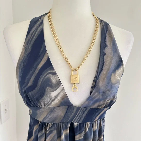 LOUIS VUITTON Padlock & Key Set Vintage Gold Plated Pre-Owned #303 - Picture 11 of 11